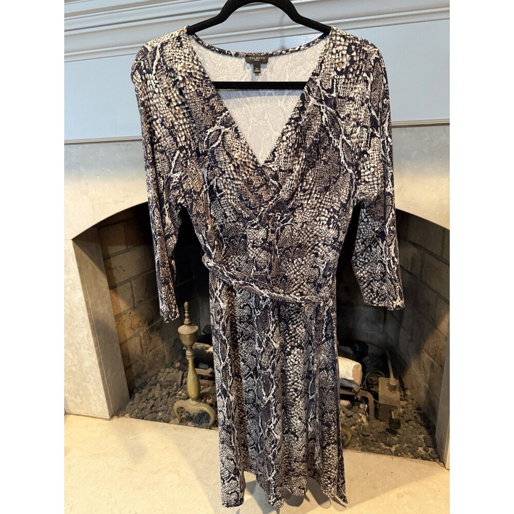 Talbots Animal Print Belted Dress Size Lp